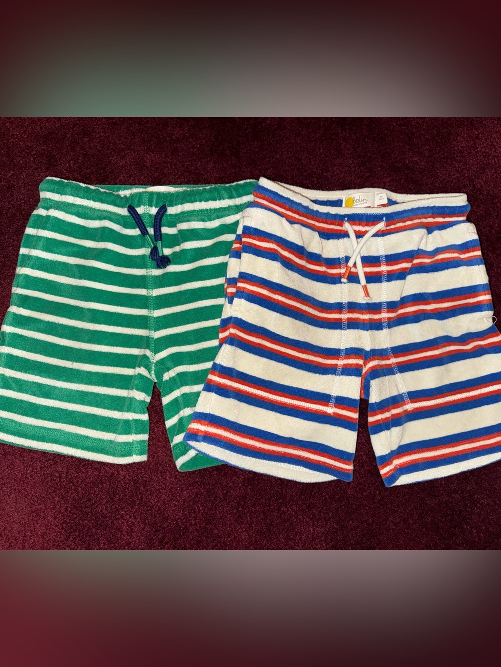 Mini boden terry cloth stripe shorts youth boys size 5